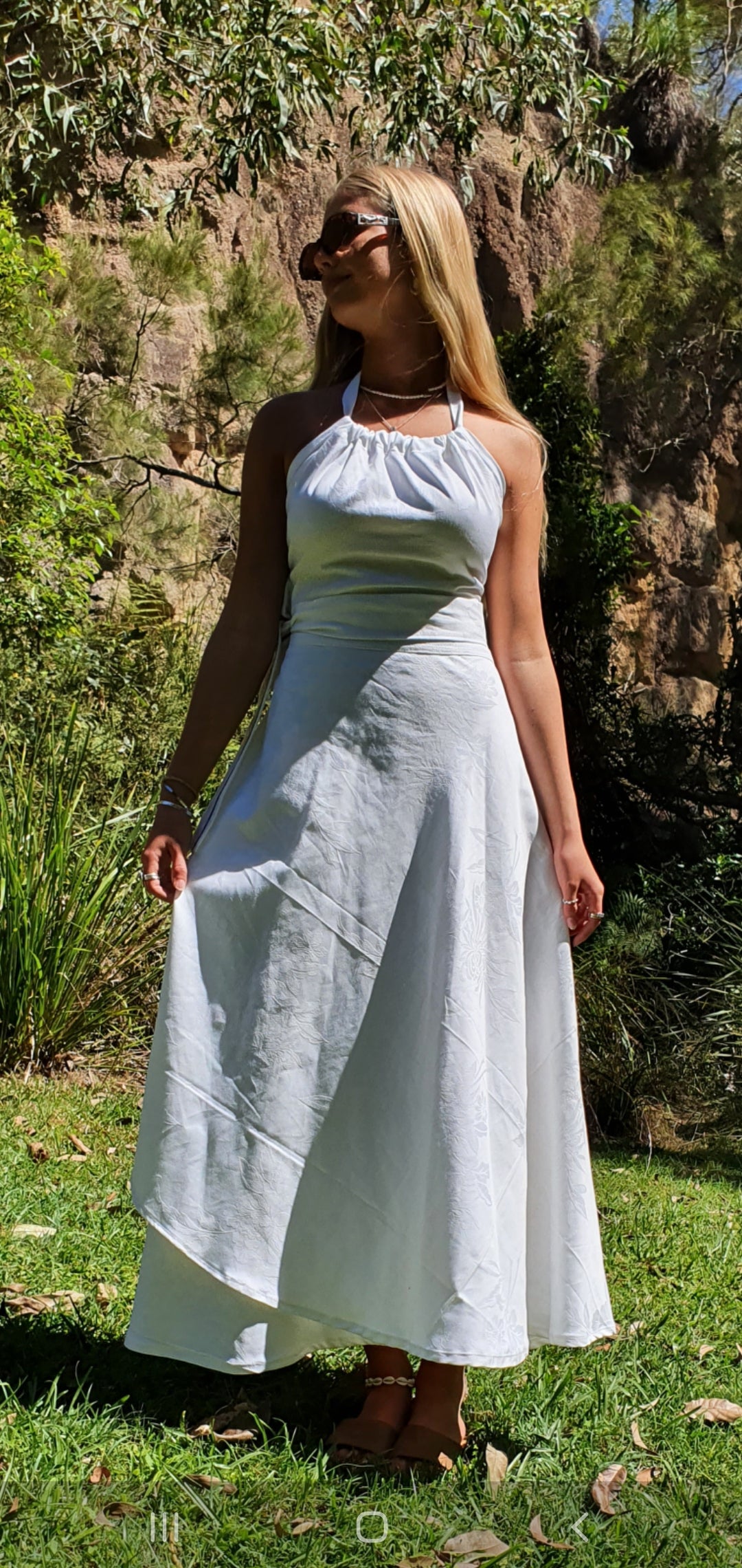 Twiggy Tie Top & Wrap Skirt Set (White Damask )