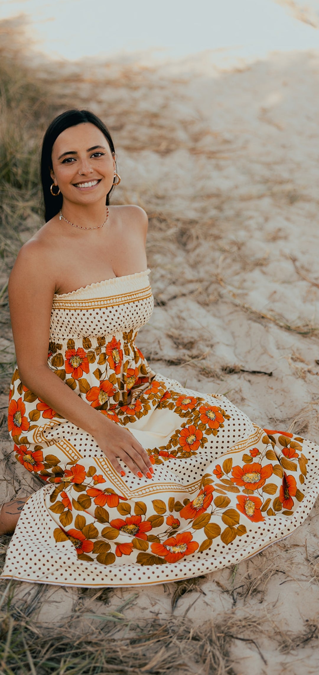 Frida Orange Linen Maxi Scarlet Begonias Retro Frida Orange Linen Maxi Scarlet Begonias Retro