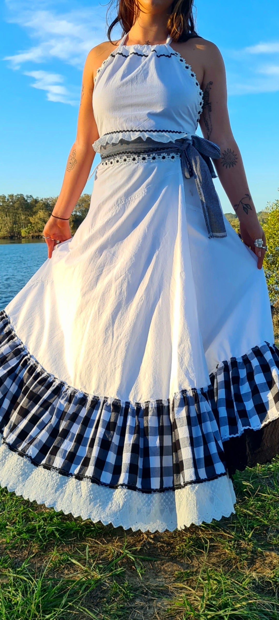 Black and white Maxi Wrap Skirt