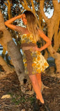 Tree Flower Linen Boob Tube & High Waisted Skirt Set