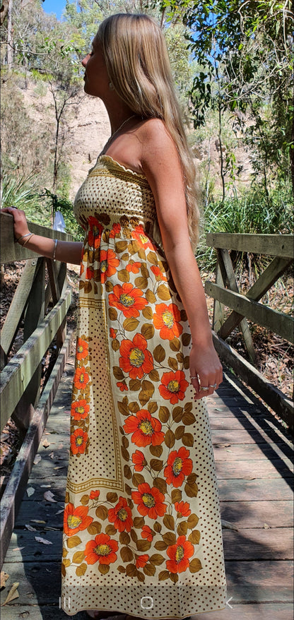 Frida Orange Linen Maxi