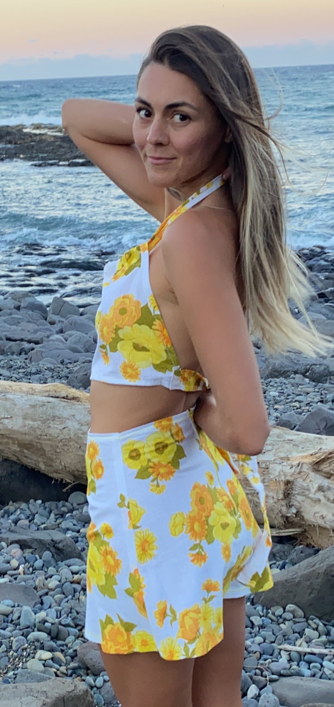 Twiggy Tie Top (Yellow Flower)