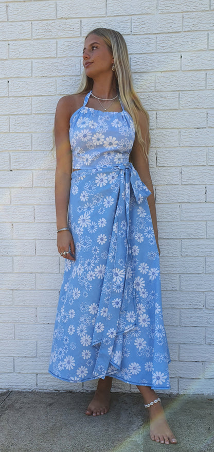 Daisy Blue Wrap Skirt