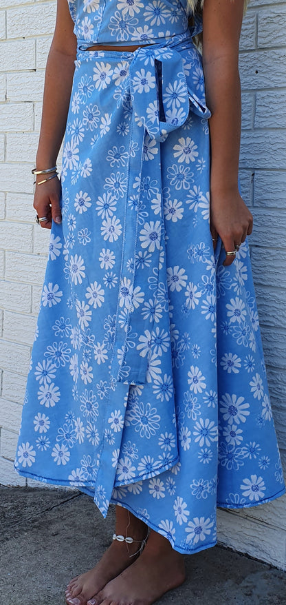 Daisy Blue Wrap Skirt