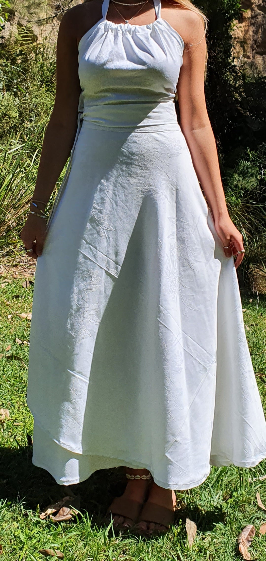 White Damask Wrap Skirt