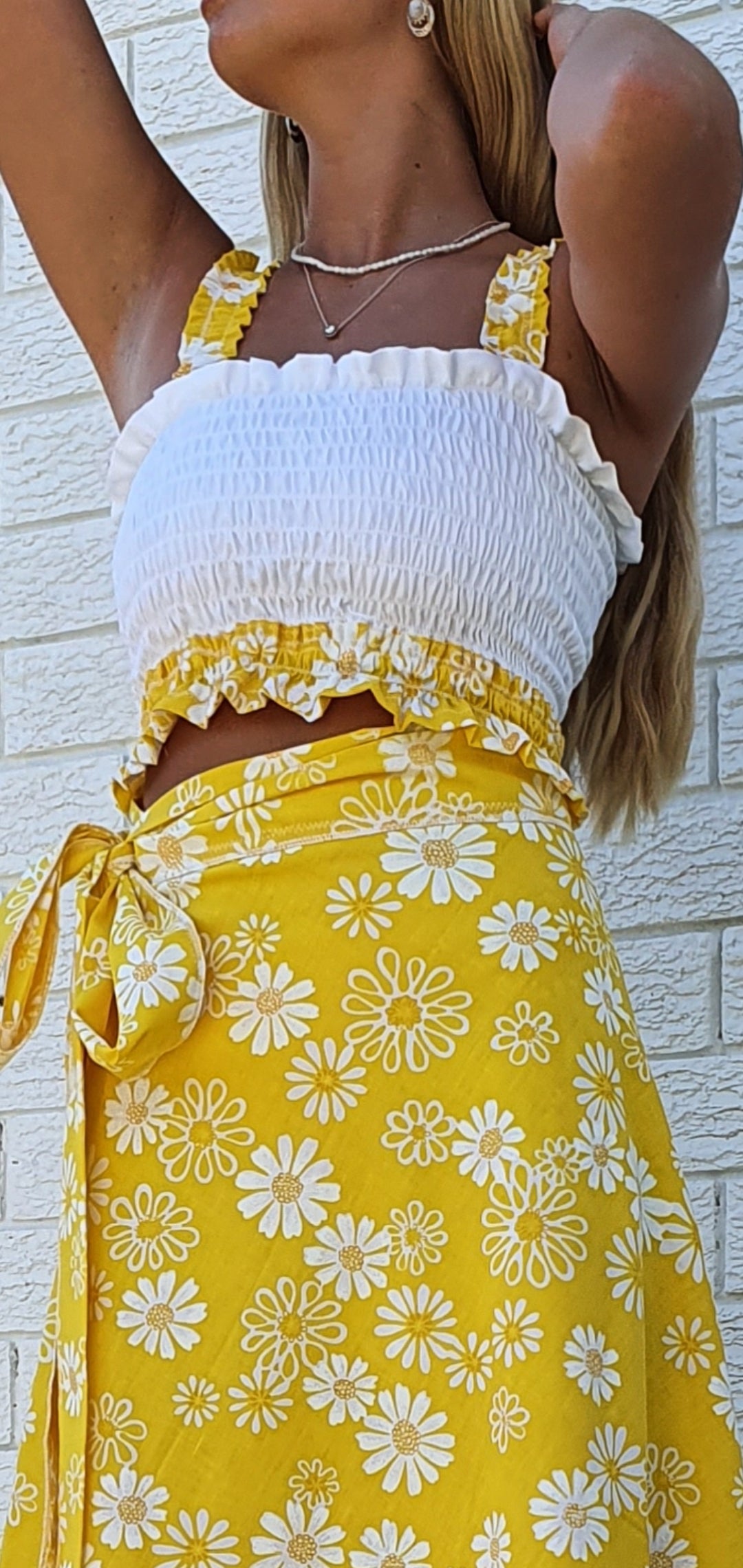 Daisy Shirred Yellow Wrap Set