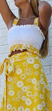 Daisy Shirred Yellow Wrap Set