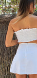 Twiggy Mini Skirt  (White Damask)