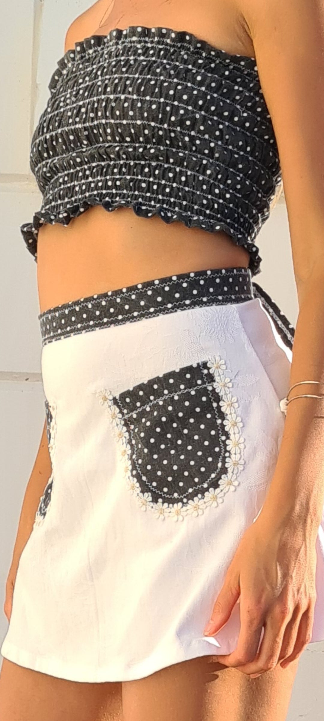 Gina Mini Skirt  (Black & White Polka Dot)