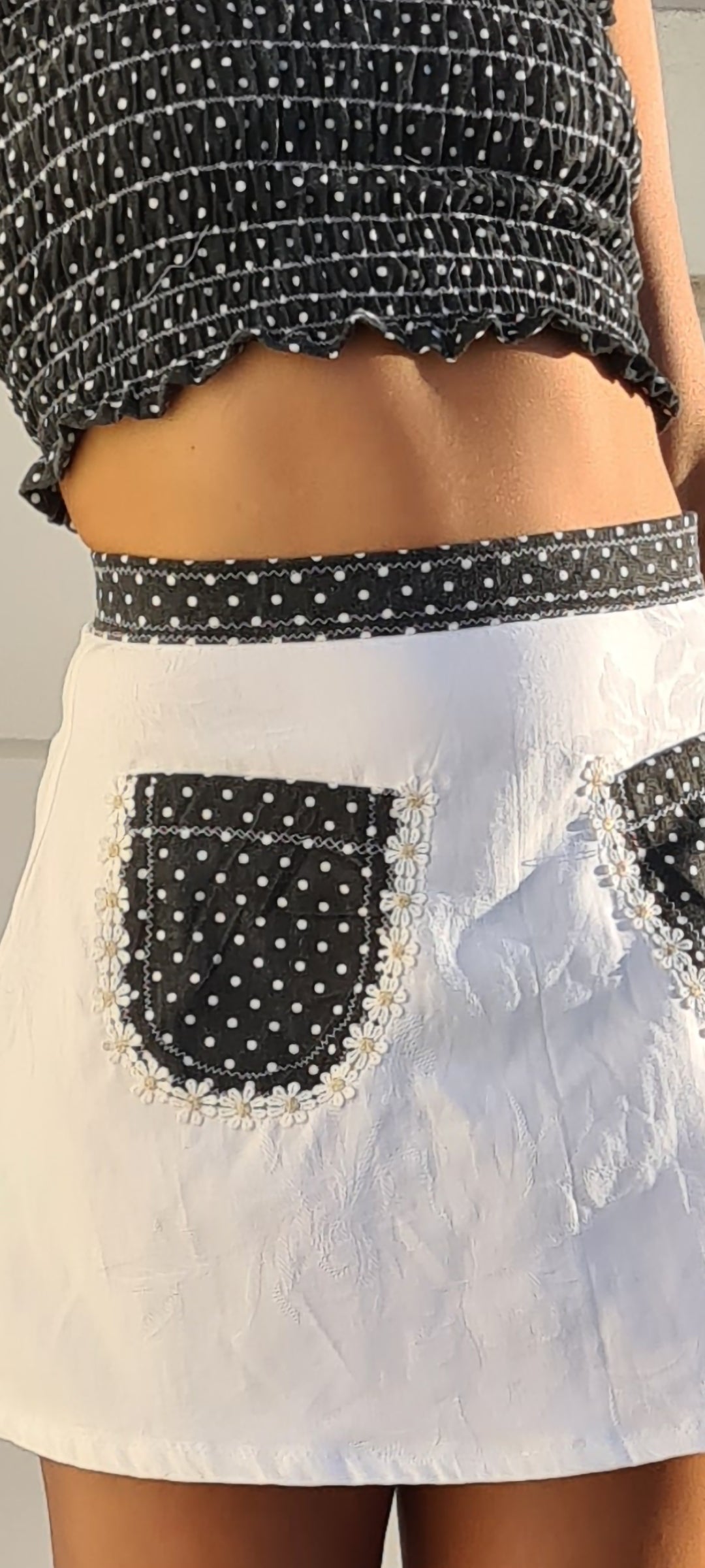 Gina Mini Skirt  (Black & White Polka Dot)