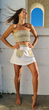 Gina Mini Skirt  (Beige & White Polka Dot)