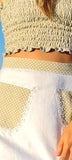 Gina Mini Skirt  (Beige & White Polka Dot)